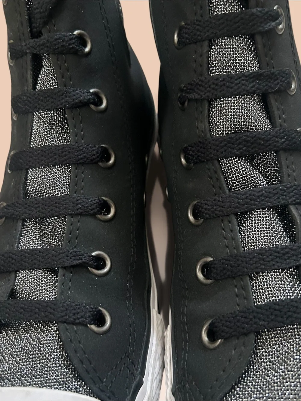 Converse Chuck Taylor Graphite Glitter Leather High Top Sneakers Youth Size 5